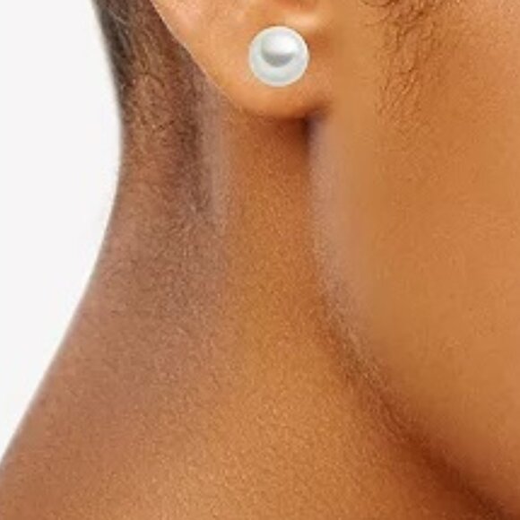 VERA WANG Romantic Gunmetal White Pearl Stud Earrings**NEW! - Picture 5 of 7